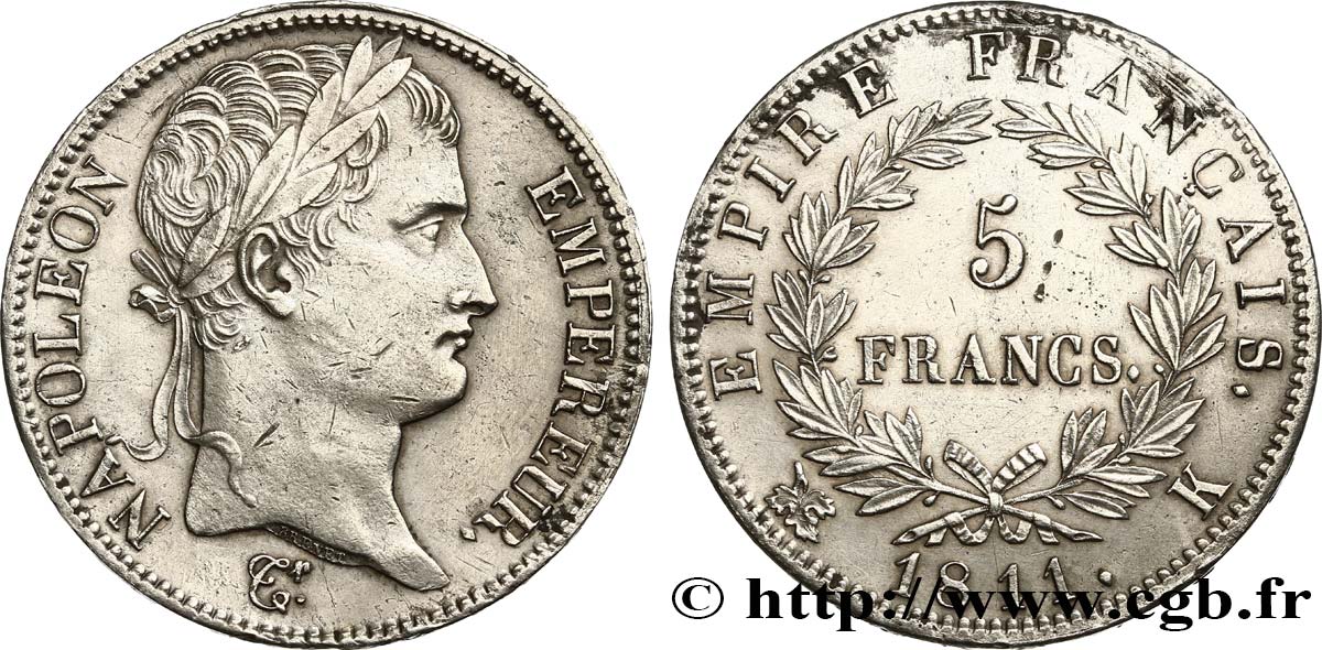 5 francs Napoléon Empereur, Empire français 1811 Bordeaux F.307/33 AU 