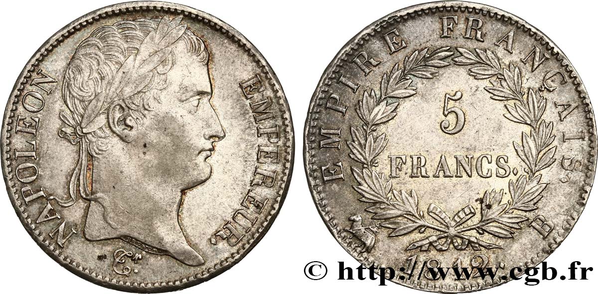 5 francs Napoléon Empereur, Empire français 1812 Rouen F.307/42 AU55 