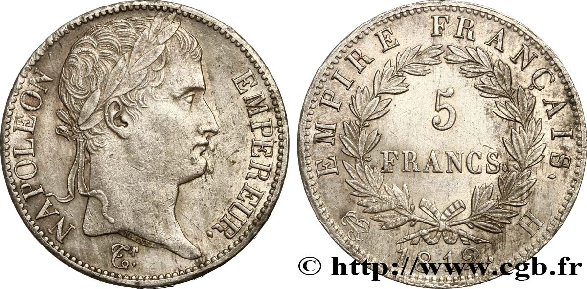 5 francs Napoléon Empereur, Empire français 1812 La Rochelle F.307/45 SUP55 