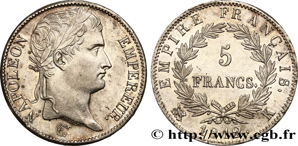 5 francs Napoléon Empereur, Empire français 1812 Bordeaux F.307/47 VZ62 