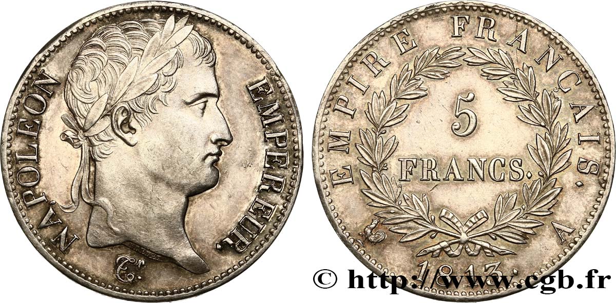 5 francs Napoléon Empereur, Empire français 1813 Paris F.307/58 MS60 