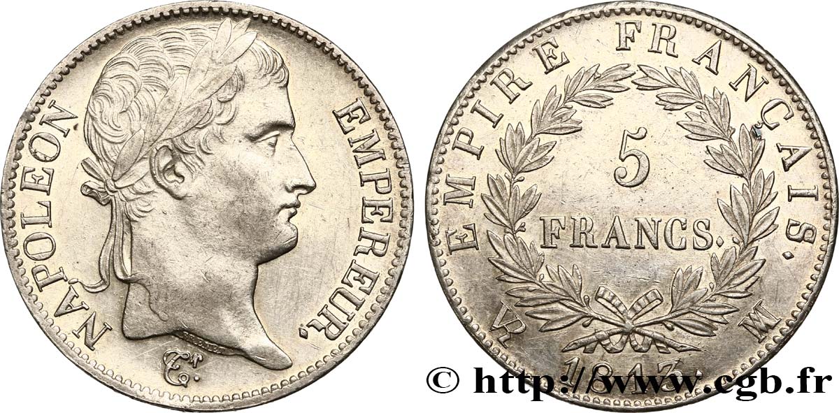 5 francs Napoléon Empereur, Empire français 1813 Marseille F.307/69 EBC 