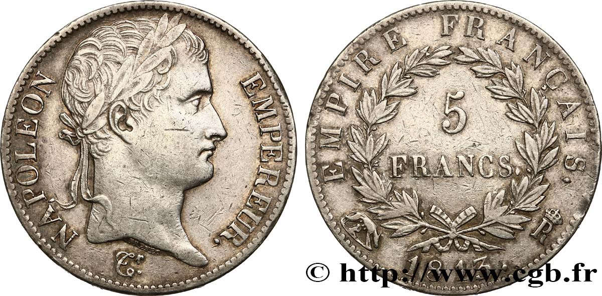 5 francs Napoléon Empereur, Empire français 1813 Rome F.307/71 MBC45 