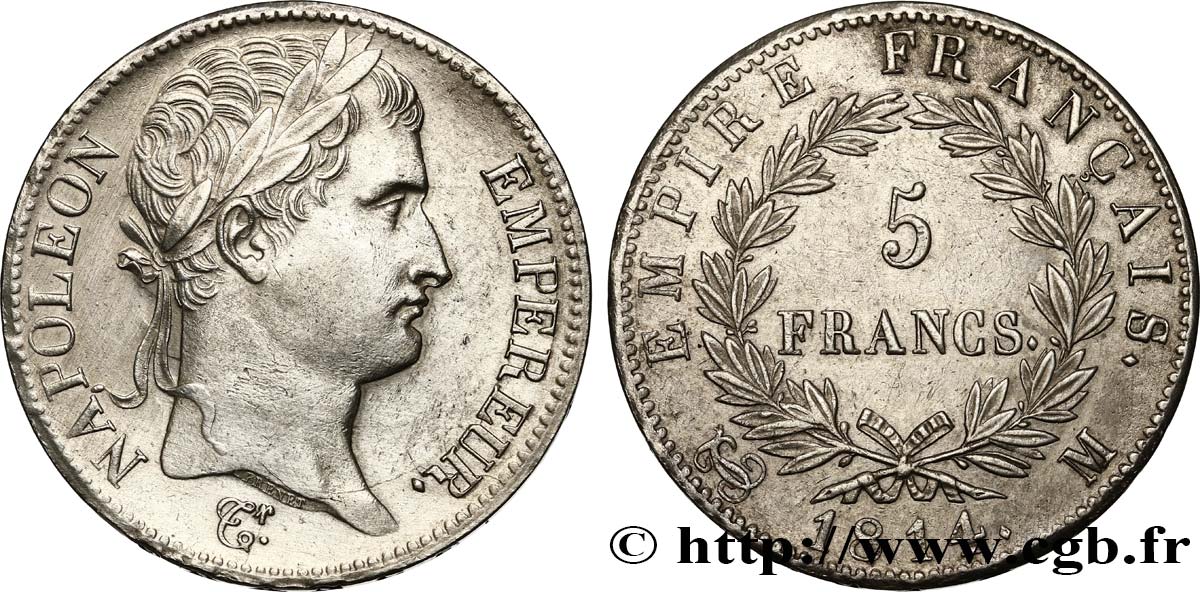 5 francs Napoléon Empereur, Empire français 1814 Toulouse F.307/82 SUP 