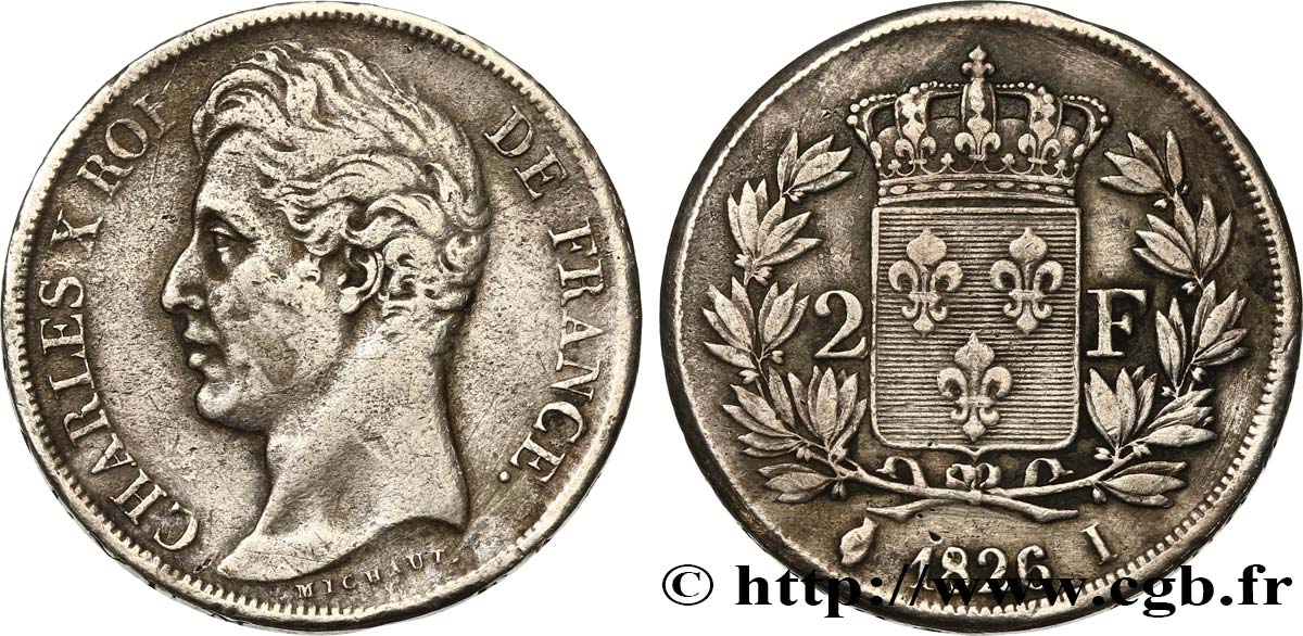 2 francs Charles X 1826 Limoges F.258/17 VF 