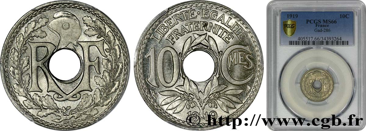 10 centimes Lindauer 1919  F.138/3 ST66 PCGS