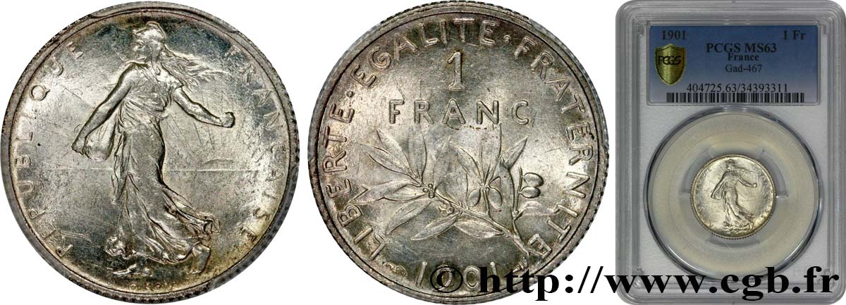 1 franc Semeuse 1901  F.217/6 MS63 PCGS