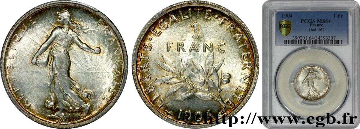 1 franc Semeuse 1904 Paris F.217/9 fST64 PCGS