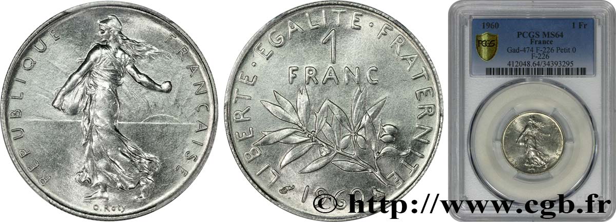 1 franc Semeuse, nickel 1960 Paris F.226/4 fST64 PCGS