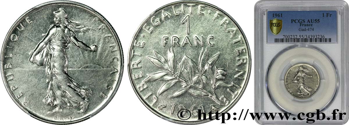 1 franc Semeuse, nickel 1961 Paris F.226/6 SUP55 PCGS