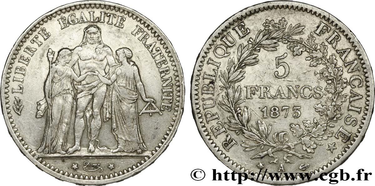 5 francs Hercule 1873 Paris F.334/9 MBC 