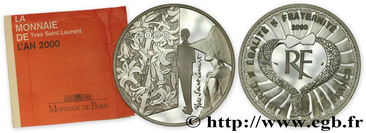 Belle Épreuve 10 francs argent - Yves St Laurent 2000  F5.1319 1 ST 