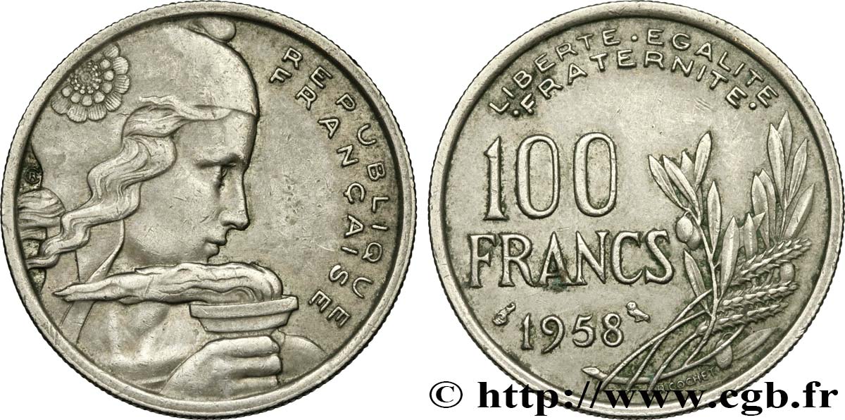 100 francs Cochet, chouette 1958  F.450/13 BB45 
