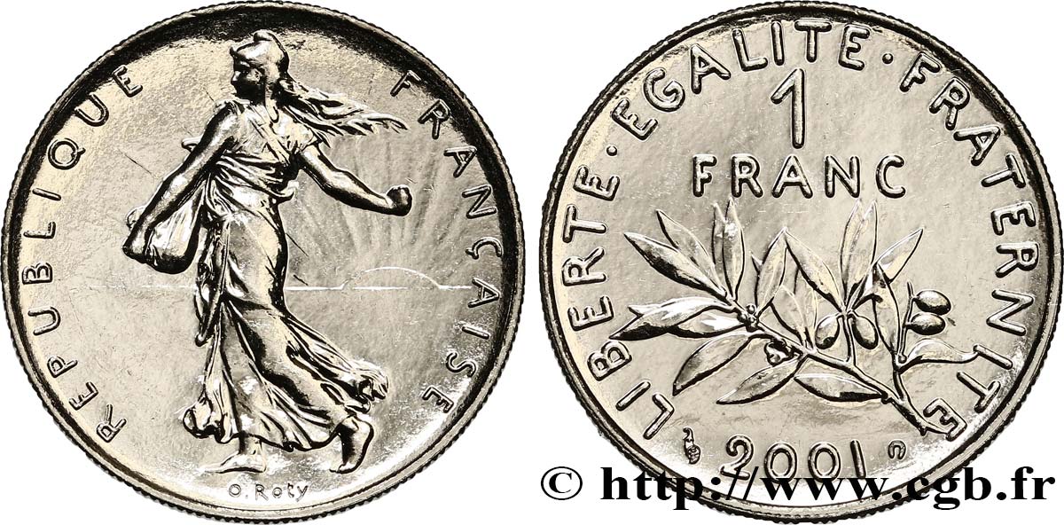 1 franc Semeuse, nickel, BU (Brillant Universel) 2001 Pessac F.226/49 MS 
