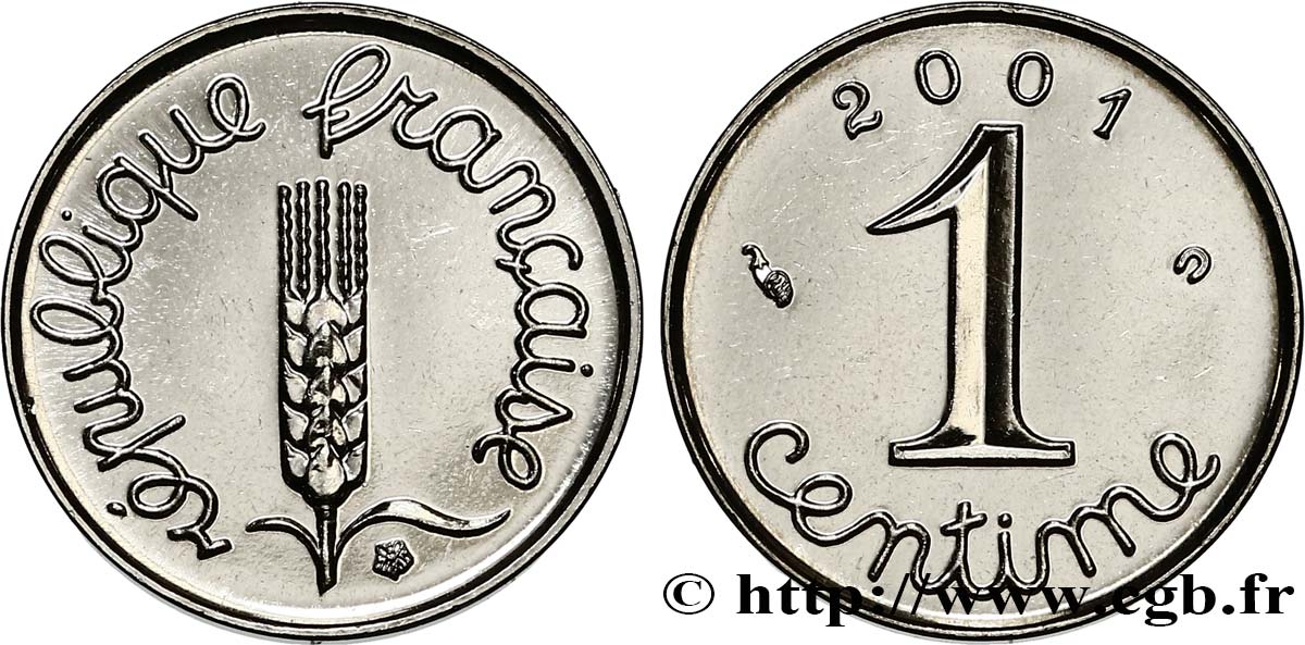 1 centime Épi, BU (Brillant Universel) 2001 Pessac F.106/62 FDC 