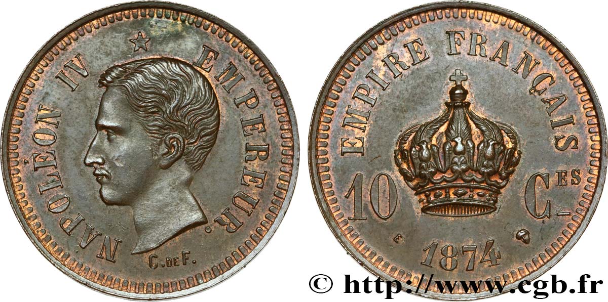 Essai de 10 centimes 1874 Bruxelles GEM.23 1 SUP60 