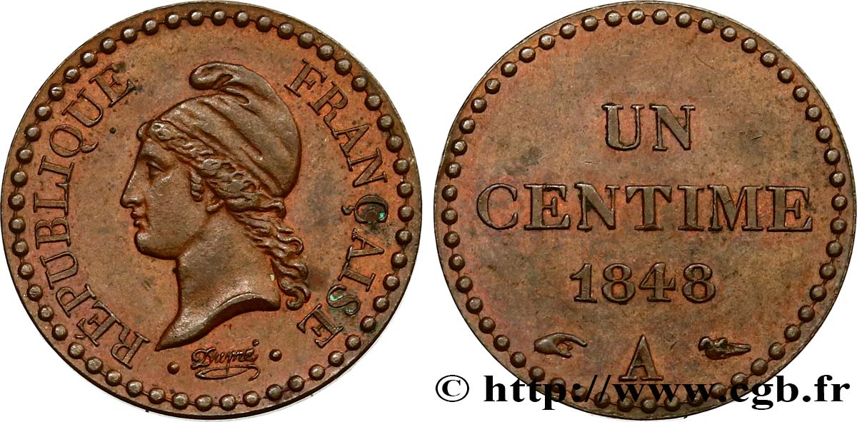 Un centime Dupré, IIe République 1848 Paris F.101/1 MBC52 