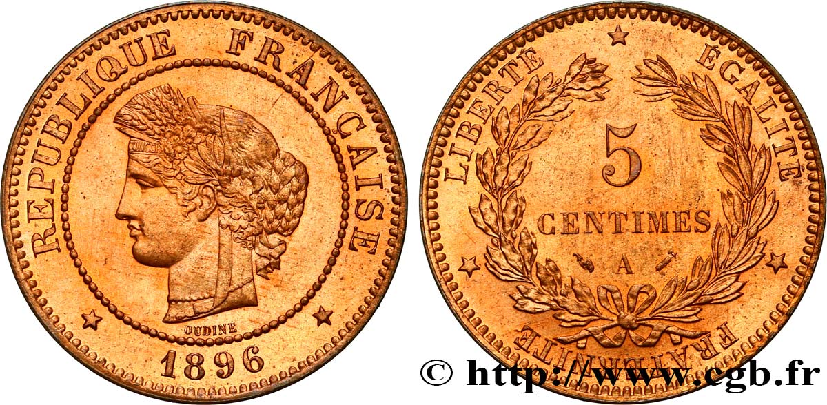 5 centimes Cérès 1896 Paris F.118/37 fST63 