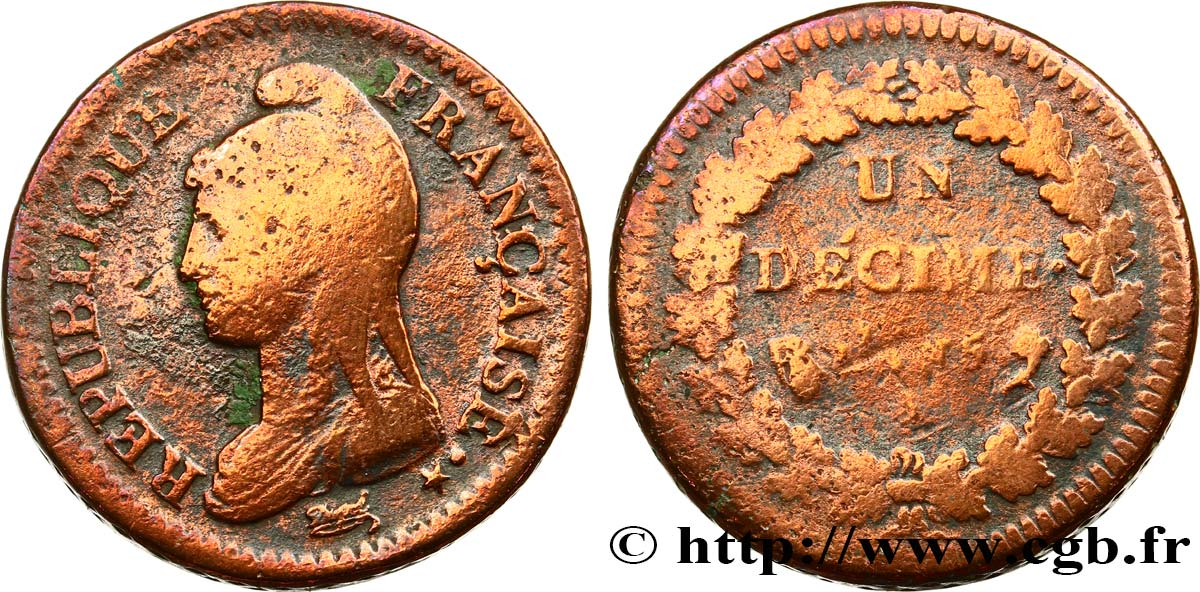 Un décime Dupré, grand module 1797 Paris F.129/1 RC+ 