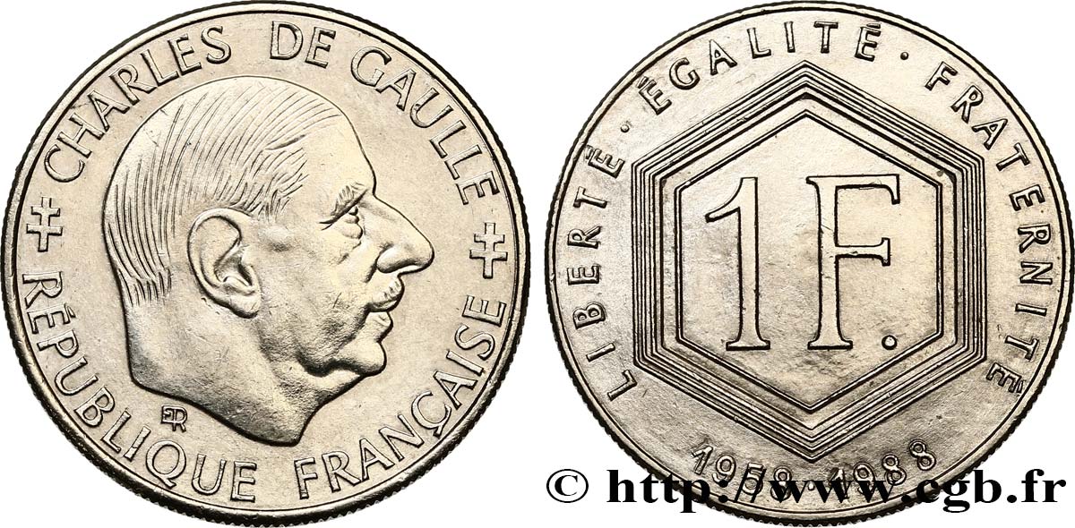 1 franc De Gaulle, sans différents 1988  F.227/3 BB52 