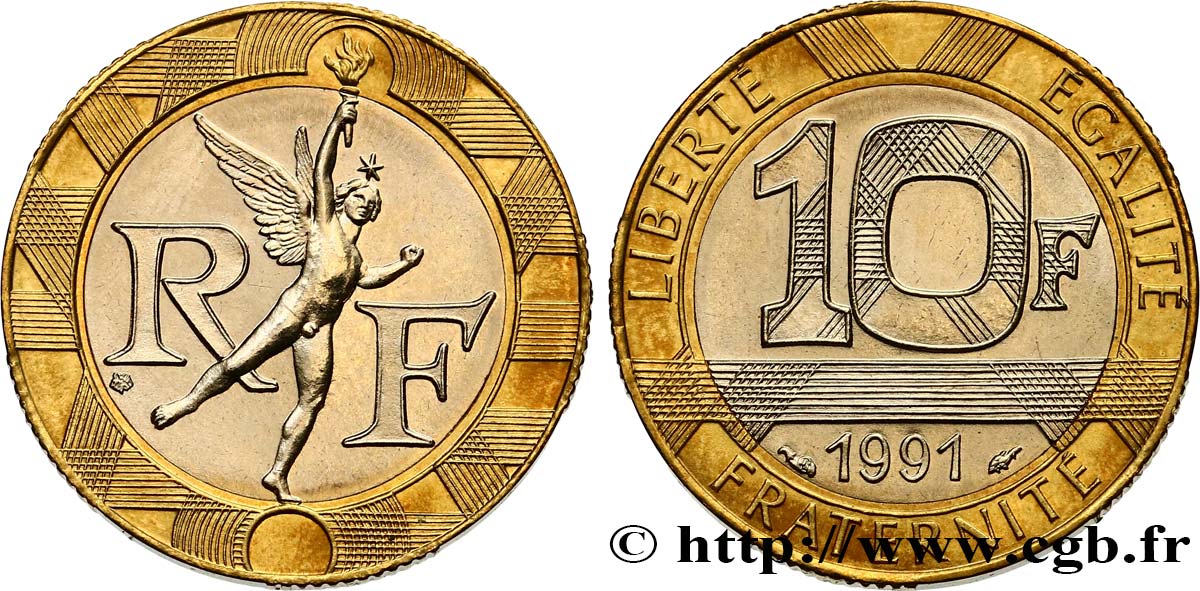 10 francs Génie de la Bastille 1991 Pessac F.375/7 MS63 