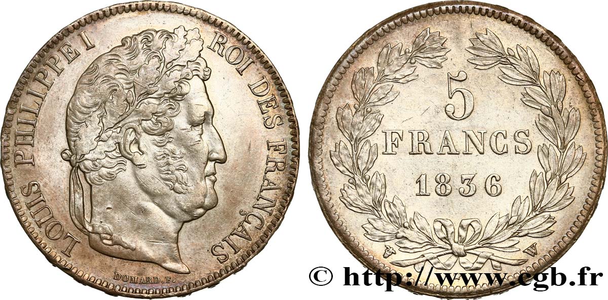 5 francs IIe type Domard 1836 Lille F.324/60 EBC55 