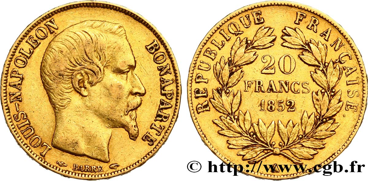 20 francs or Louis-Napoléon 1852 Paris F.530/1 SS45 