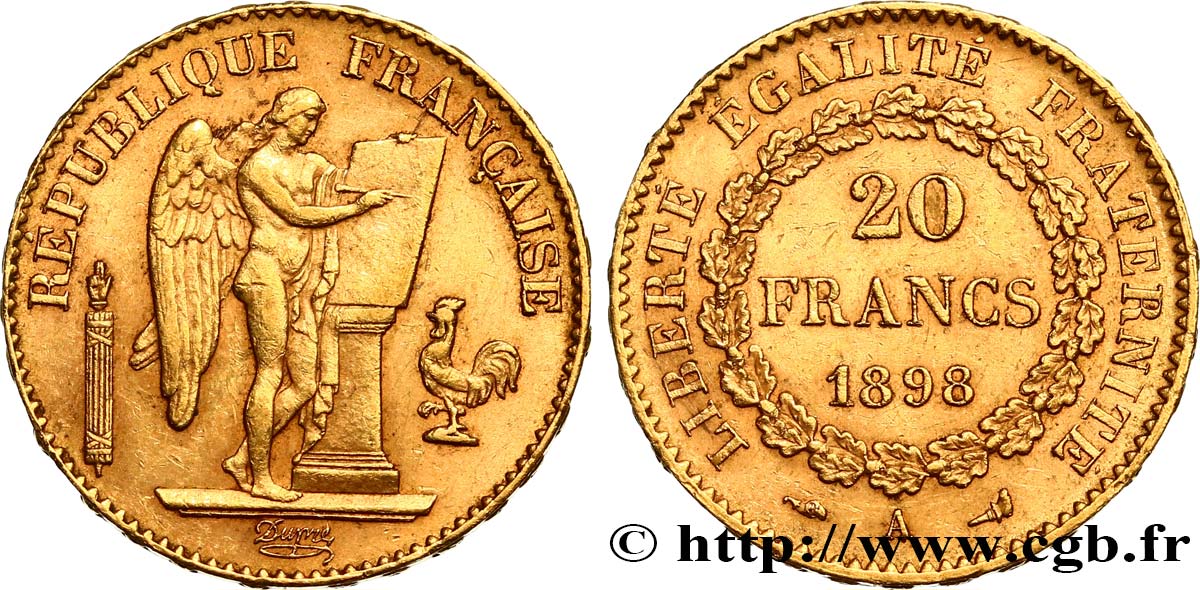 20 francs or Génie, Troisième République 1898 Paris F.533/23 TTB48 