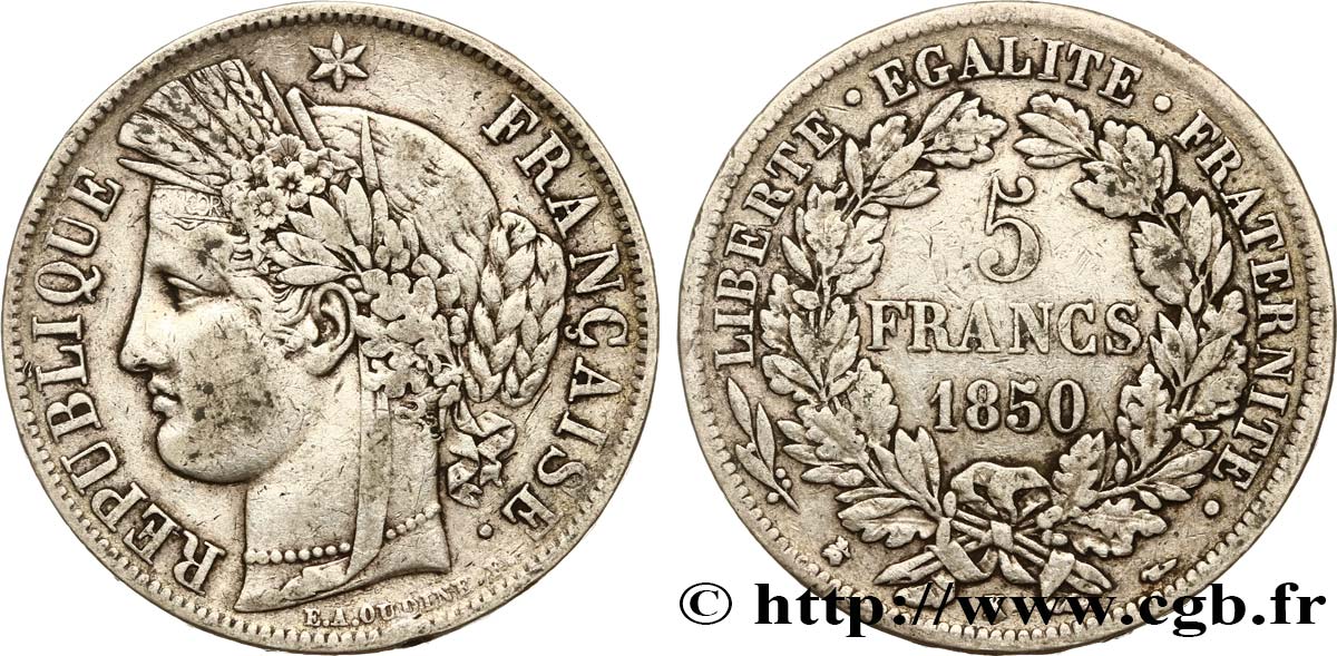 5 francs Cérès, IIe République 1850 Bordeaux F.327/6 BC35 