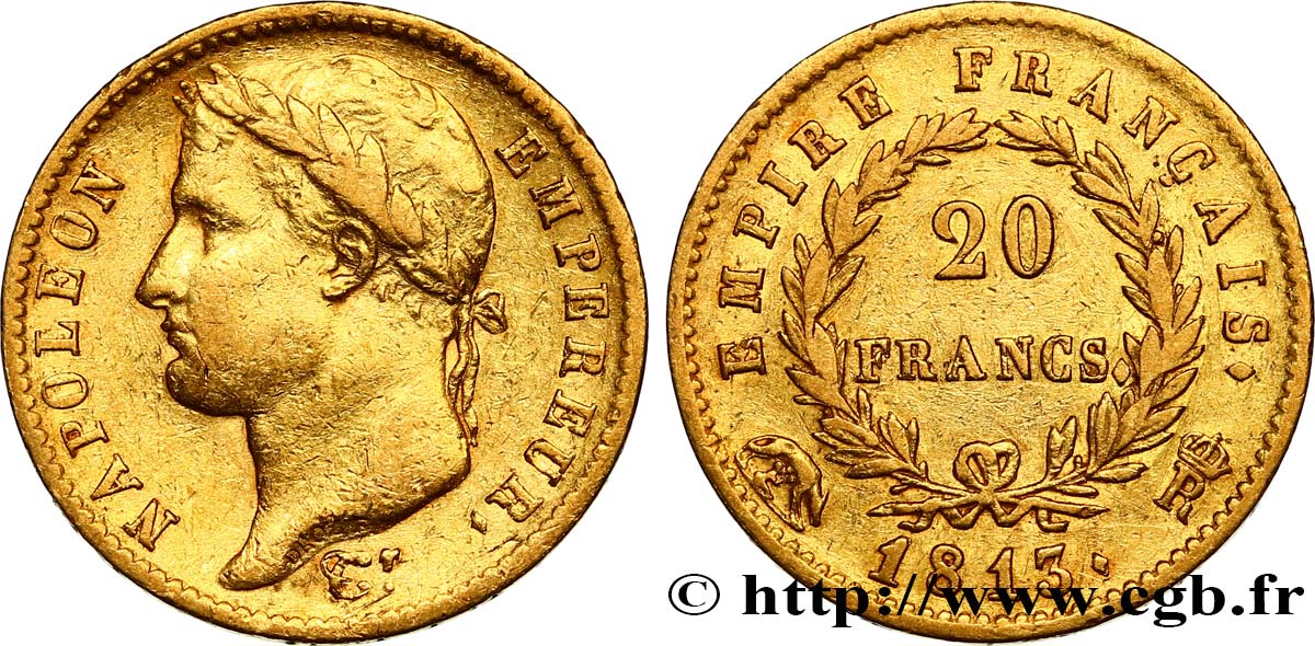 20 francs or Napoléon tête laurée, Empire français 1813 Rome F.516/35 TTB45 