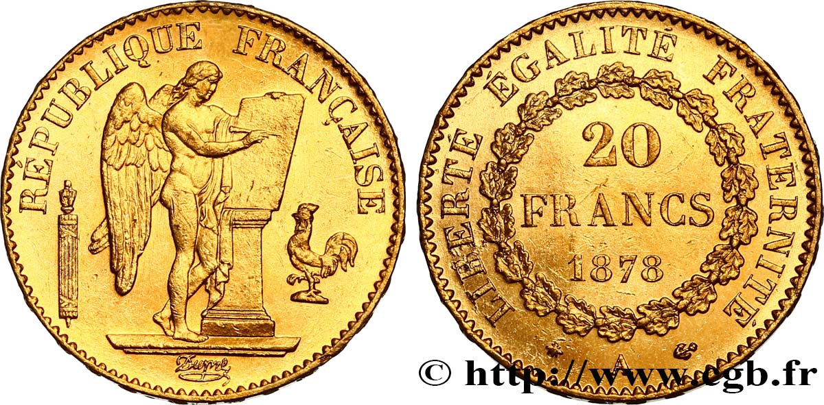 20 francs or Génie, IIIe République 1878 Paris F.533/6 EBC62 