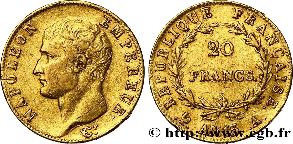 20 francs or Napoléon tête nue, Calendrier révolutionnaire 1805 Paris F.512/1 SS42 