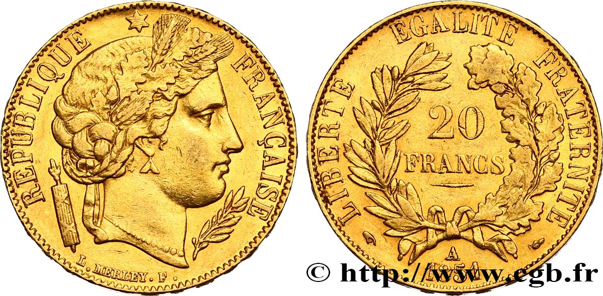 20 francs or Cérès 1851 Paris F.529/4 TTB50 