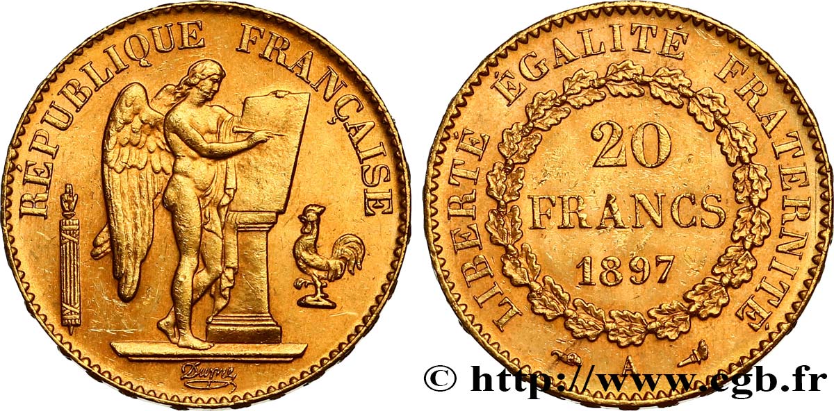 20 francs or Génie, Troisième République 1897 Paris F.533/22 TTB54 