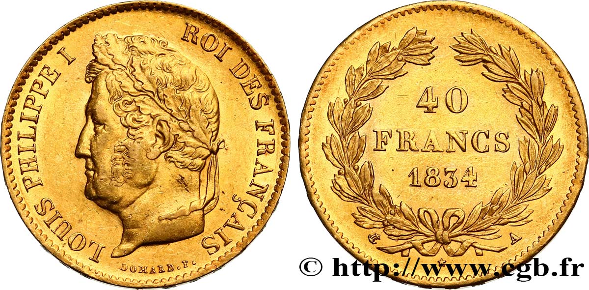 40 francs or Louis-Philippe 1834 Paris F.546/6 TTB52 