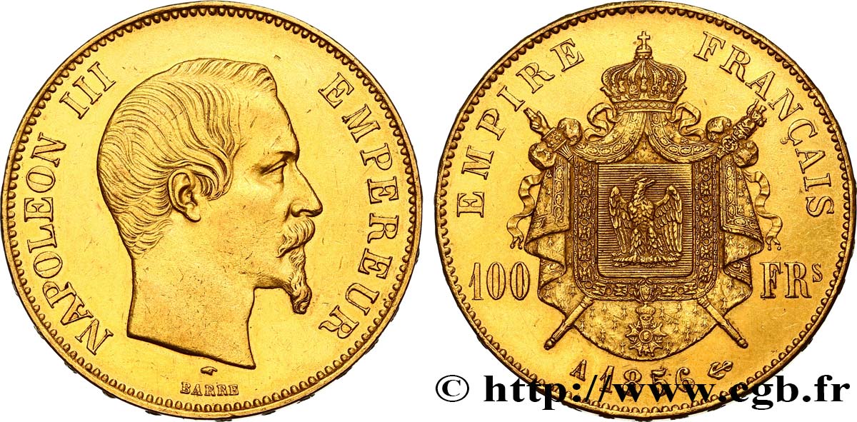 100 francs or Napoléon III, tête nue 1856 Paris F.550/3 BB52 