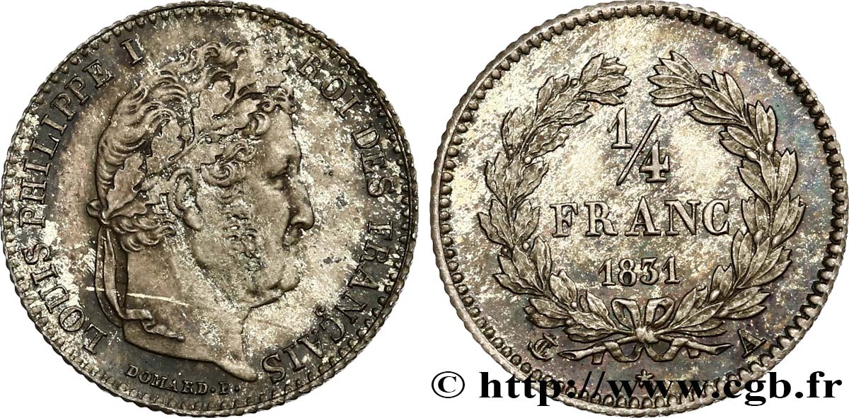 1/4 franc Louis-Philippe 1831 Paris F.166/1 MS62 