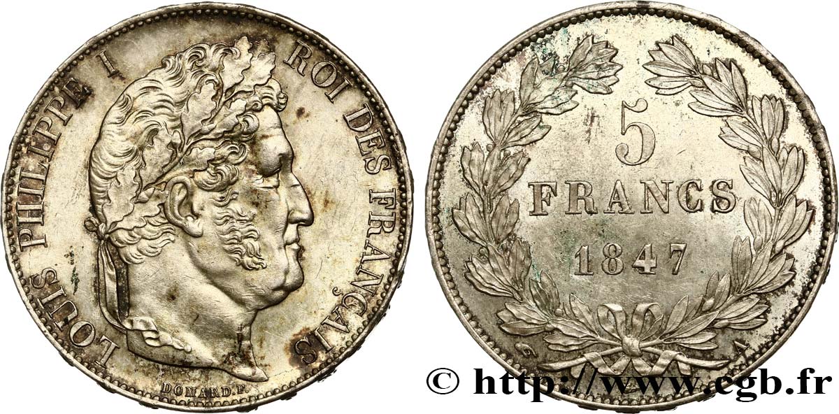 5 francs IIIe type Domard 1847 Paris F.325/14 VZ58 