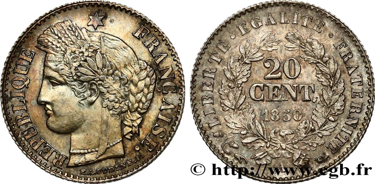 20 centimes Cérès, IIe République 1850 Paris F.146/2 MS62 