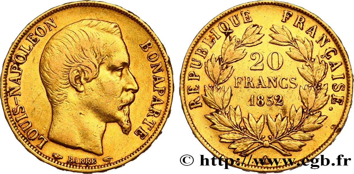 20 francs or Louis-Napoléon 1852 Paris F.530/1 TTB40 