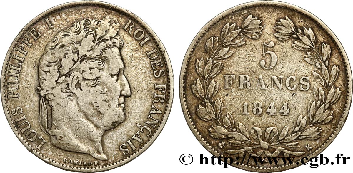 5 francs IIIe type Domard 1844 Bordeaux F.325/4 TB30 