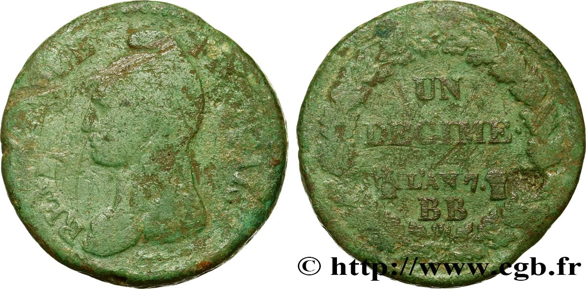 Un décime Dupré, grand module 1799 Strasbourg F.129/32 F12 