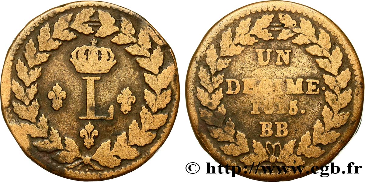 Un décime à l’L couronnée 1815  Strasbourg F.132A/3 BC20 