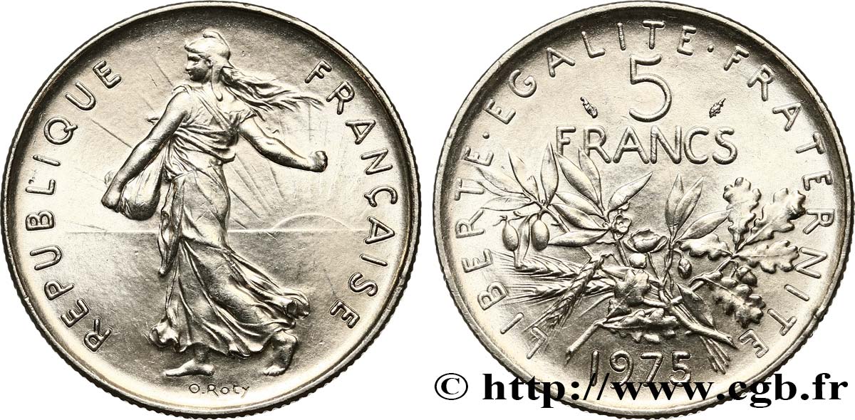 5 francs Semeuse, nickel 1975 Paris F.341/7 SPL63 