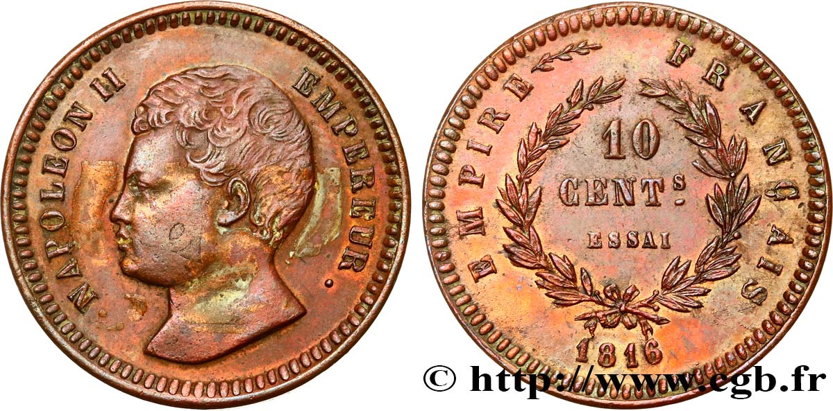 Essai de 10 centimes en bronze 1816   VG.2412  SPL55 