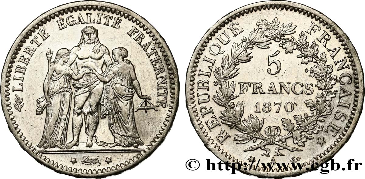 5 francs Hercule 1870 Paris F.334/1 TTB 