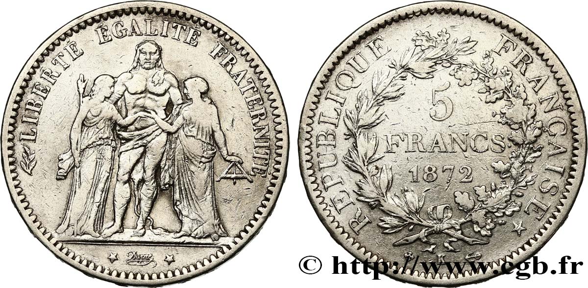 5 francs Hercule 1872 Bordeaux F.334/8 BC 