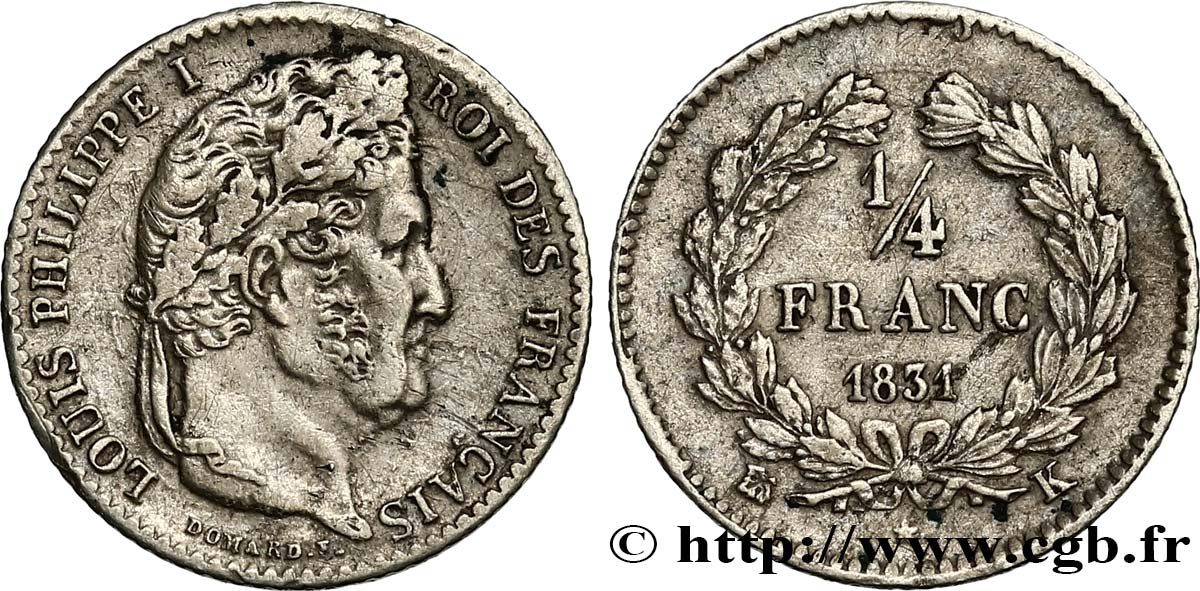 1/4 franc Louis-Philippe 1831 Bordeaux F.166/7 S38 