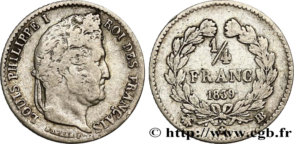 1/4 franc Louis-Philippe 1839 Strasbourg F.166/76 MB20 