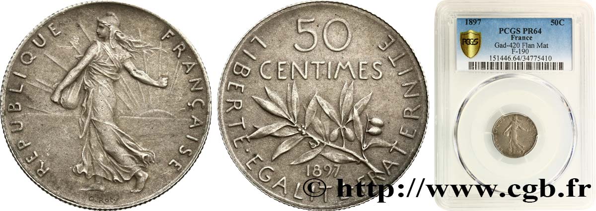 50 centimes Semeuse 1897  F.190/2 MS64 PCGS